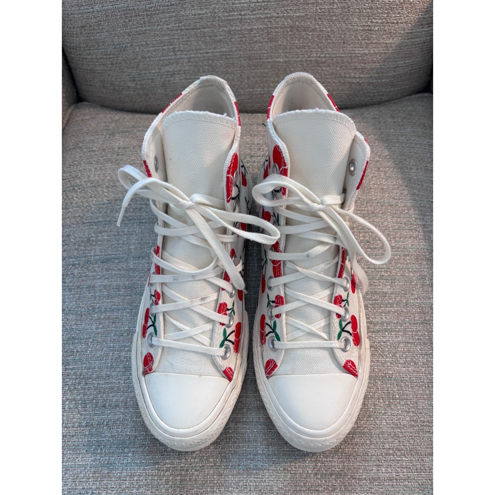 Converse Chuck Taylor All Star Lift Hi Cherry Embroidery White Platform Womens 7 - Picture 3 of 9